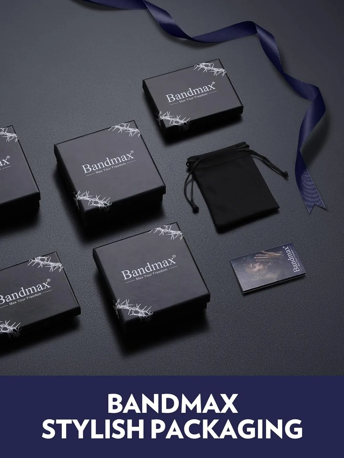 Bandmax Mens Luxury Gothic Rings, Stainless Steel Retro Style Crystal Stone Signet Ring Punk Halloween Costume Jewelry Ring for Men Women Gift Packed