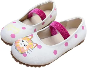 BB BEROBELLO Cute Cat Design Ballet Flats, Polka Dot Pattern Mary Jane Shoes, Velvet Strap, 3 Colors Available