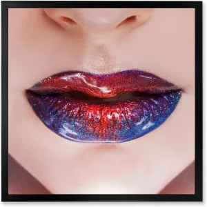 Beautiful Women Lips With Bright Lipstick Modern Framed Wall Art