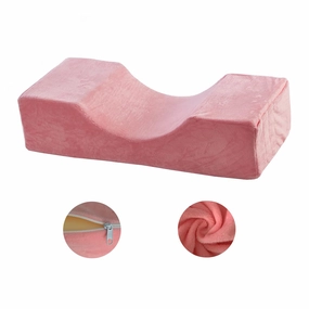 Beauty Eyelash Extension Neck Pillow Comfortable Memory Foam Lash Pillow Grafting Salon,Support Cervical Neck Protection Pillow with Velvet Pillowcase(Pink)