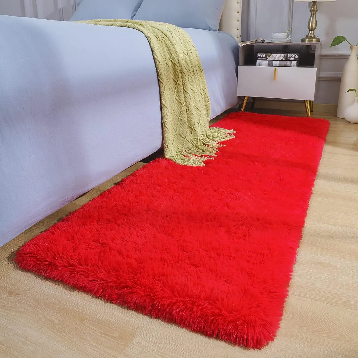 BENRON Soft Runner Rug 2x6 Hallway Runners Non Slip Runner Rugs for Entryway Kitchen Bedroom Dorm Fluffy Throw Rugs for Kids Teens Thickened Memory-Foam Rug Home Decor, Red