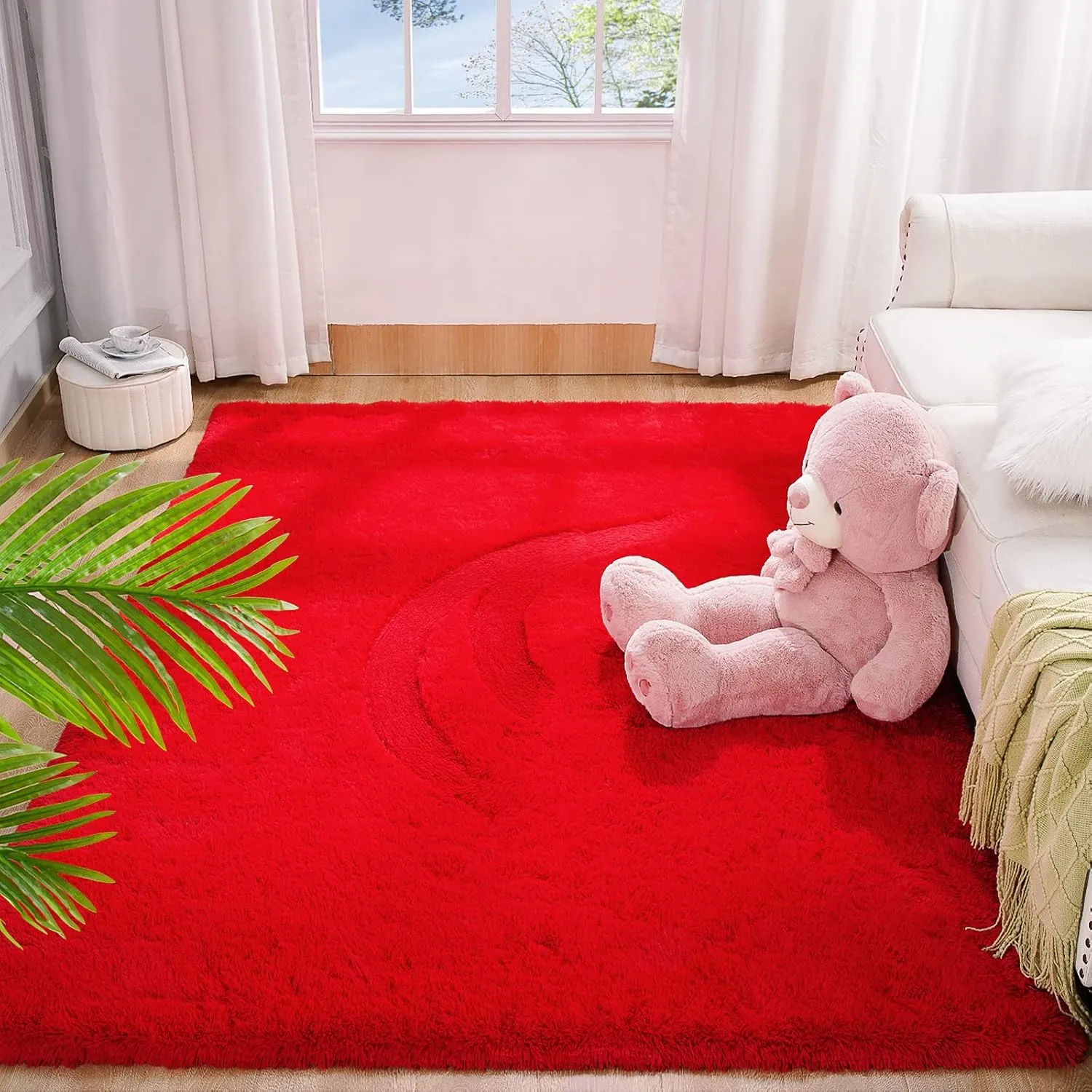 BENRON Soft Runner Rug 2x6 Hallway Runners Non Slip Runner Rugs for Entryway Kitchen Bedroom Dorm Fluffy Throw Rugs for Kids Teens Thickened Memory-Foam Rug Home Decor, Red