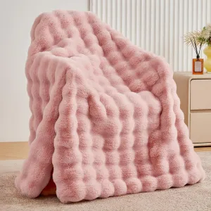 BENVWE Faux Fur Throw Blanket for Couch - Fluffy Soft Thick Bubble Blanket for Living Room Home Decor - Mothers Day Birthday Gifts for Women, Dusty Pink, 51" x 63"