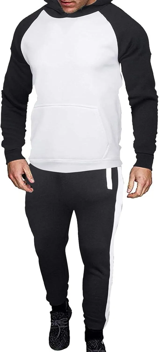 Big and Tall Track Suits for Men Set Cotton Workout Sports Hooded Sweatsuit Casual Athletic Pant 2 Piece Outfits