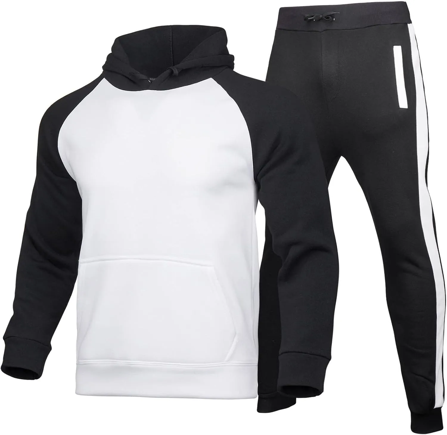 Big and Tall Track Suits for Men Set Cotton Workout Sports Hooded Sweatsuit Casual Athletic Pant 2 Piece Outfits