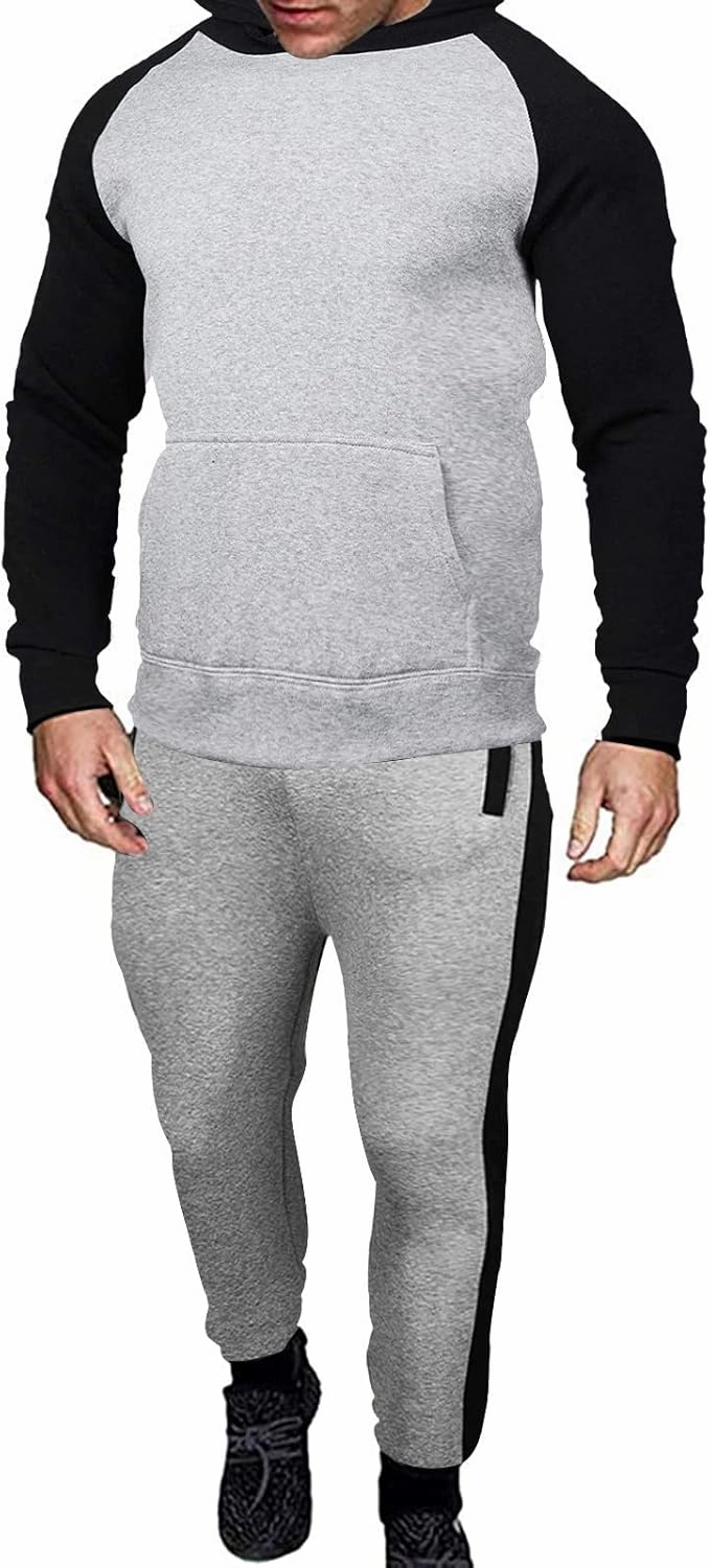 Big and Tall Track Suits for Men Set Cotton Workout Sports Hooded Sweatsuit Casual Athletic Pant 2 Piece Outfits