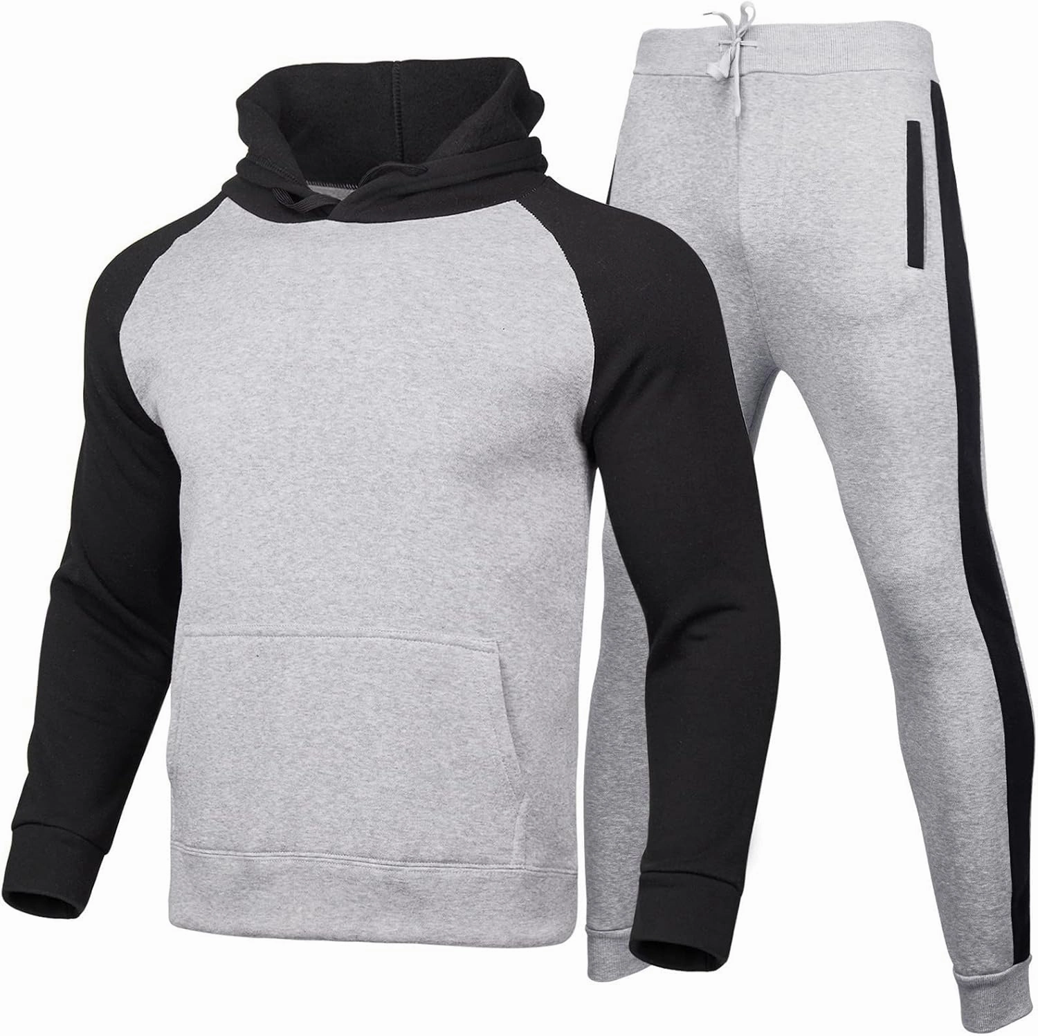 Big and Tall Track Suits for Men Set Cotton Workout Sports Hooded Sweatsuit Casual Athletic Pant 2 Piece Outfits