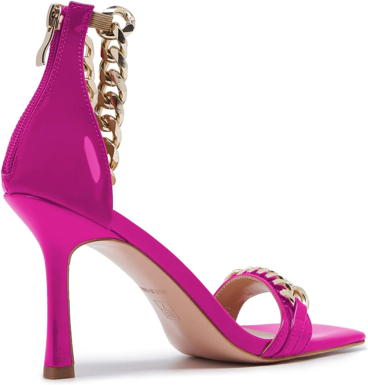 Black and Gold Heels for Women Square Open Toe Stiletto High 3 inch Heels with Back Zip Design