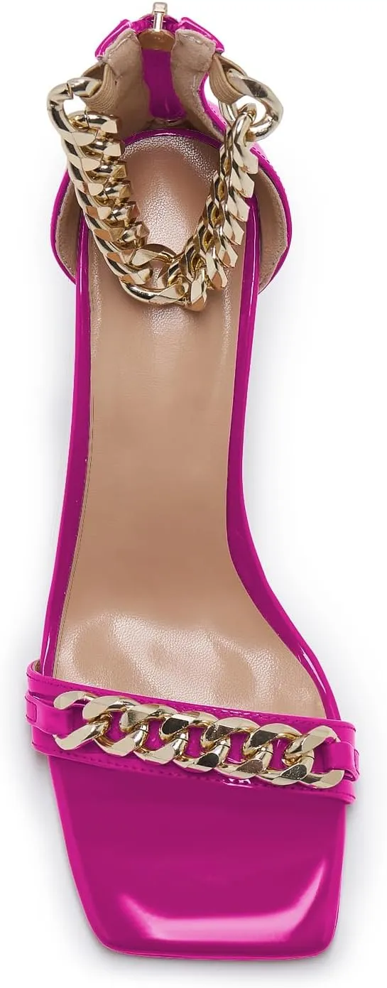 Black and Gold Heels for Women Square Open Toe Stiletto High 3 inch Heels with Back Zip Design