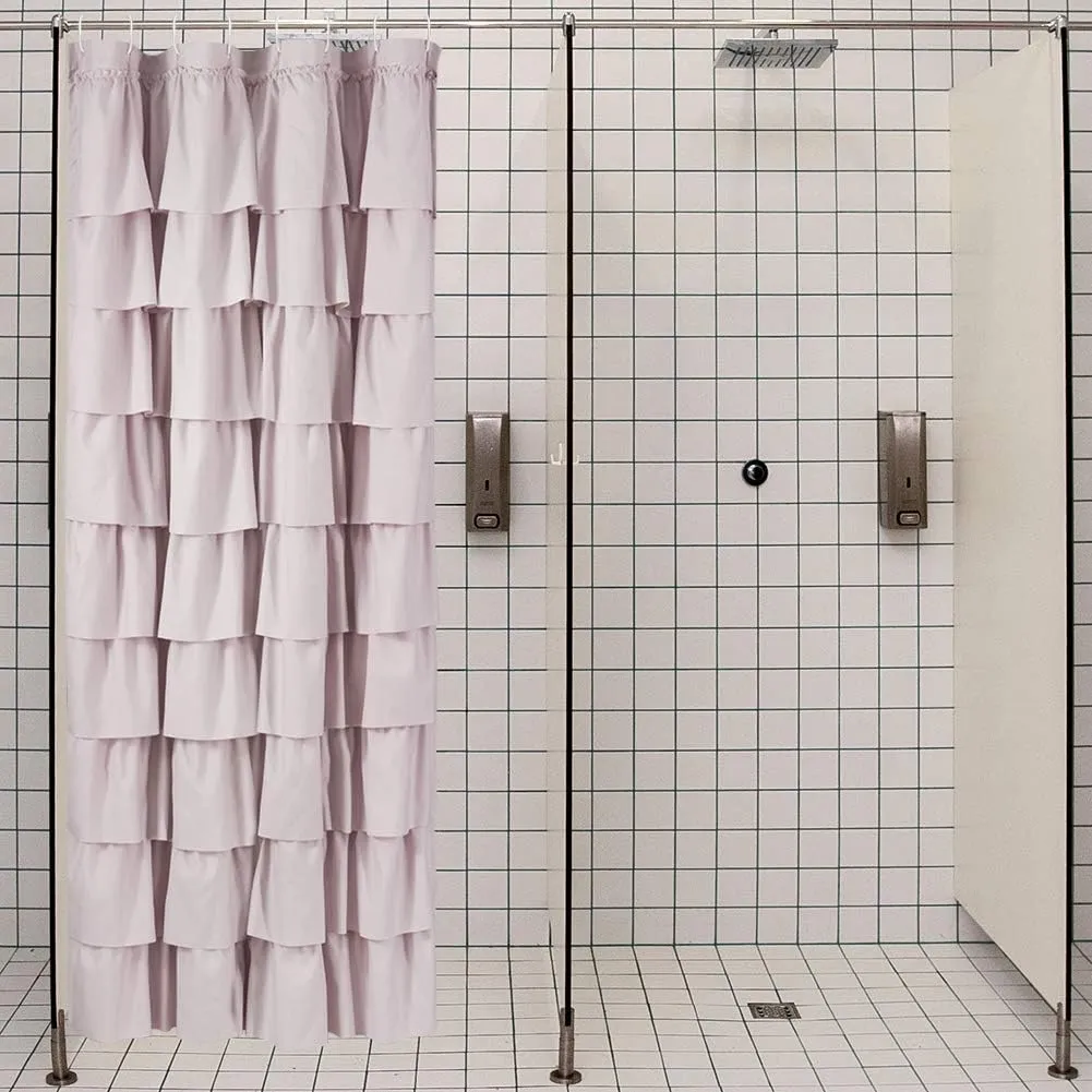 Blush Shower Curtain,36-inches Wide Stall,Pink Ruffled Bath Curtains for Bathroom,Fabric Farmhouse Decor,Soft Touch Decorative Cloth Texture,(72 inch Long,1 Panel)