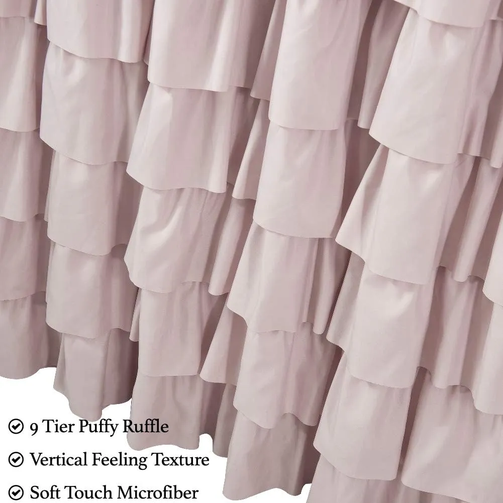 Blush Shower Curtain,36-inches Wide Stall,Pink Ruffled Bath Curtains for Bathroom,Fabric Farmhouse Decor,Soft Touch Decorative Cloth Texture,(72 inch Long,1 Panel)