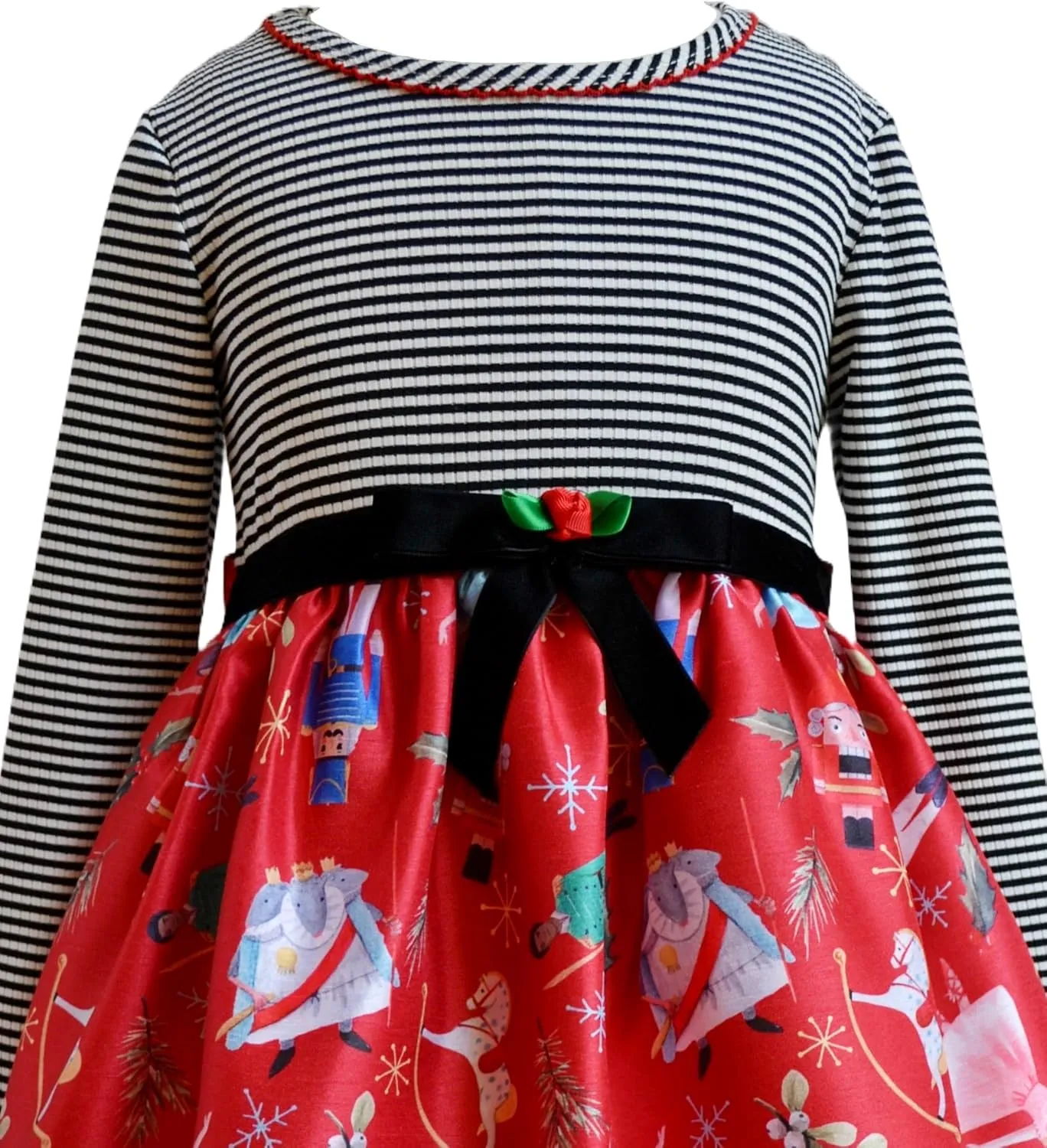 Bonnie Jean Girls 2T-16 Stripe Knit Shantung Nutcracker Christmas Dress