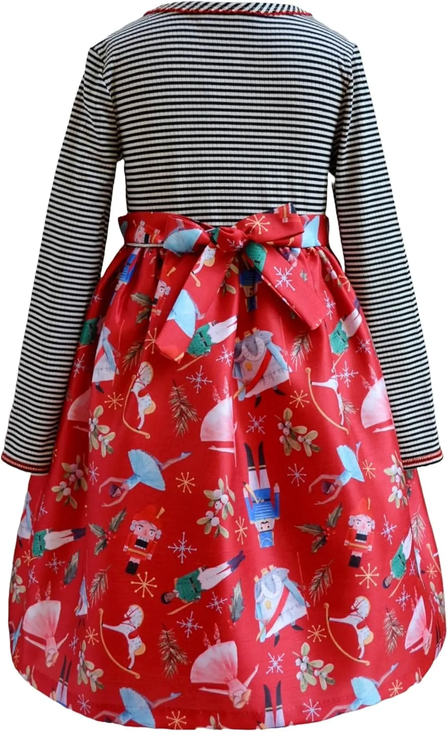 Bonnie Jean Girls 2T-16 Stripe Knit Shantung Nutcracker Christmas Dress