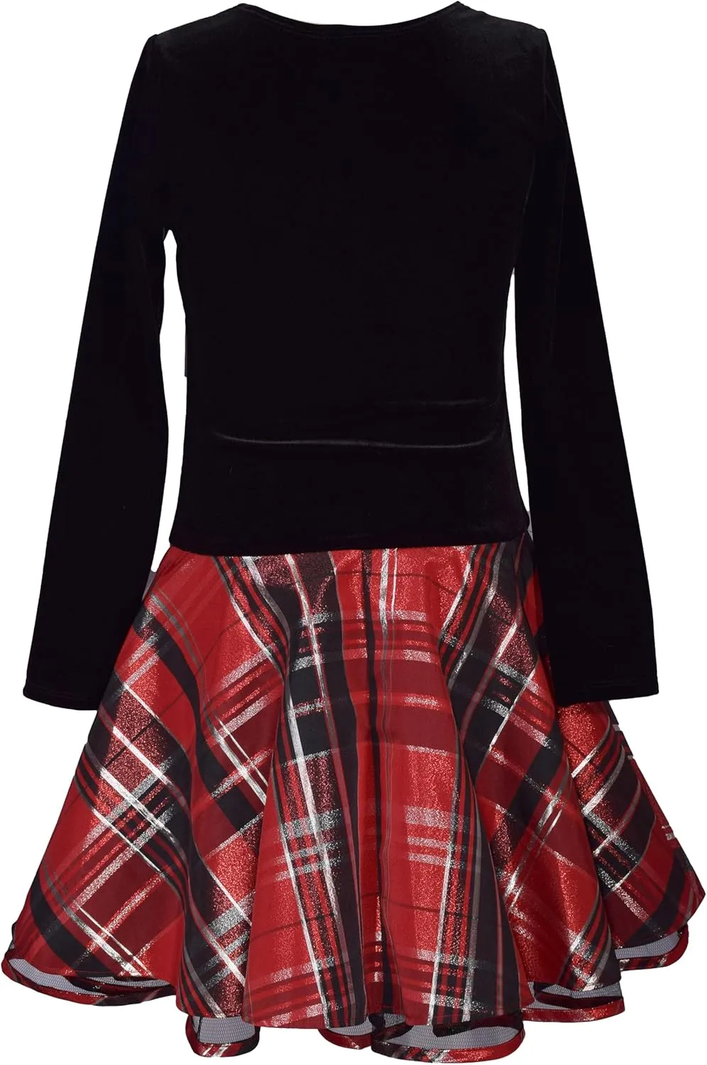 Bonnie Jean Holiday Velvet to Plaid Drop Waist Dress for Toddlers, Little Girls, and Big Girls