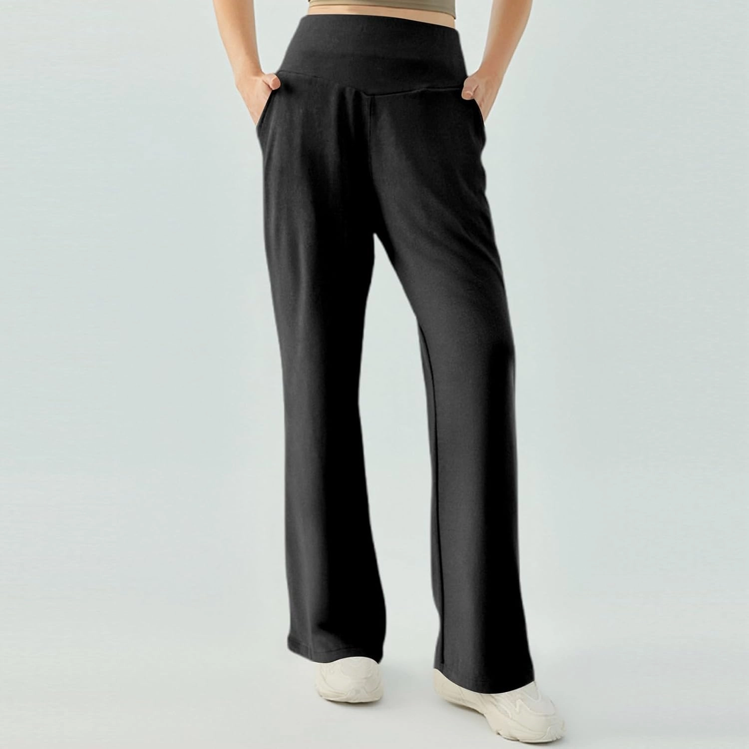 Bootcut Yoga Pants for Women Elastic High Waisted Leggings Tummy Control Pull On Straight Leg Workout Flare Bell Bottoms