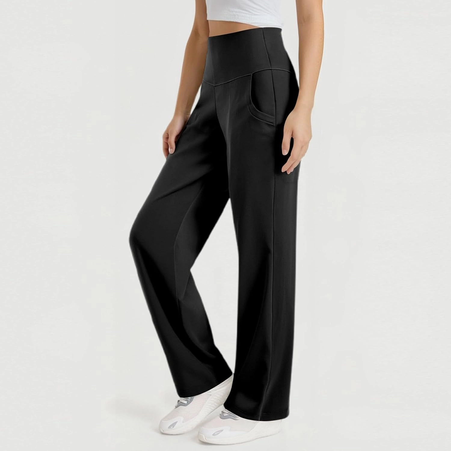 Bootcut Yoga Pants for Women Elastic High Waisted Leggings Tummy Control Pull On Straight Leg Workout Flare Bell Bottoms