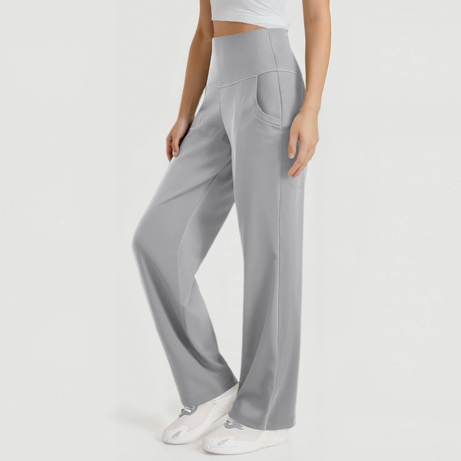 Bootcut Yoga Pants for Women Elastic High Waisted Leggings Tummy Control Pull On Straight Leg Workout Flare Bell Bottoms