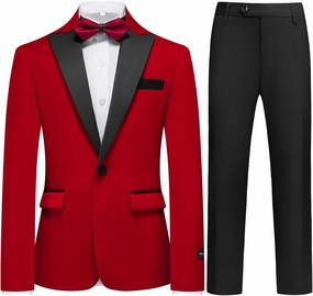 Boys Velvet Tuxedo Suit for Boys Slim Fit Formal Wedding Outfit Suit Size 4-20 Kids 2 Piece Tuxedo Blazer Jacket Suit Set
