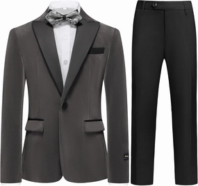 Boys Velvet Tuxedo Suit for Boys Slim Fit Formal Wedding Outfit Suit Size 4-20 Kids 2 Piece Tuxedo Blazer Jacket Suit Set