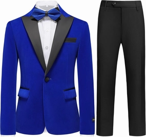 Boys Velvet Tuxedo Suit for Boys Slim Fit Formal Wedding Outfit Suit Size 4-20 Kids 2 Piece Tuxedo Blazer Jacket Suit Set