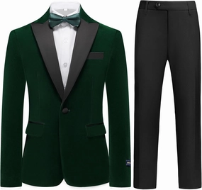 Boys Velvet Tuxedo Suit for Boys Slim Fit Formal Wedding Outfit Suit Size 4-20 Kids 2 Piece Tuxedo Blazer Jacket Suit Set