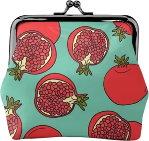 Buckle Coin Purses Sweet Red Fruit Pomegranate Women Girl Travel Kiss-Lock Wallet Bag Change Purse