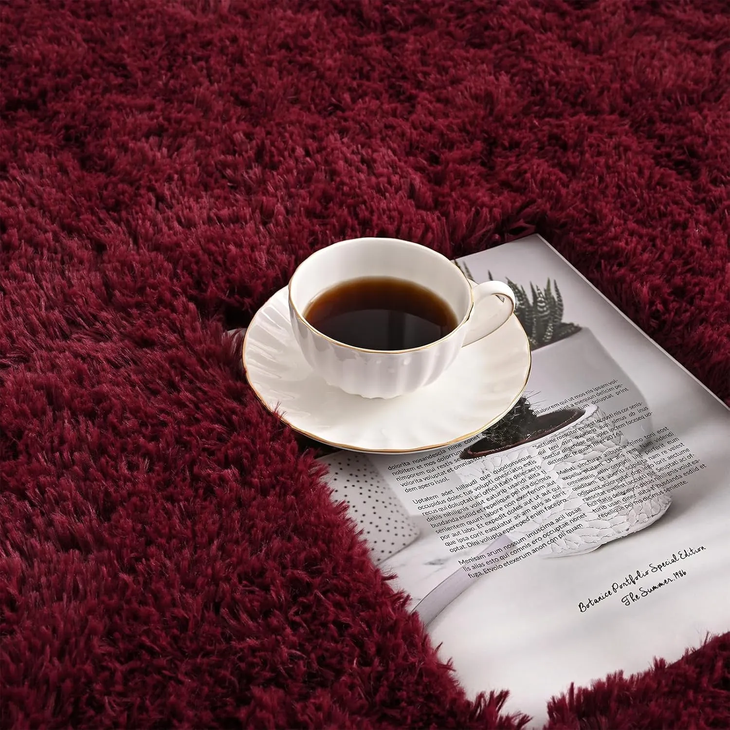 Burgundy Red Runner Area Rugs for Bedroom Living Room, 2x4 Feet Fluffy Bedside Rugs, Soft Shaggy Carpet Rug for Kids Room Nursery, Furry Rugs for Girls Boys Dorm Room Home Decor
