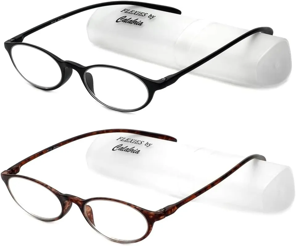 Calabria 719 Flexie Oval Flexible Reading Glasses Men Women Trendy Bendable Readers Lightweight TR 90 Frame Durable Eyeglass