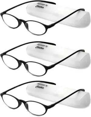 Calabria 719 Flexie Oval Flexible Reading Glasses Men Women Trendy Bendable Readers Lightweight TR 90 Frame Durable Eyeglass