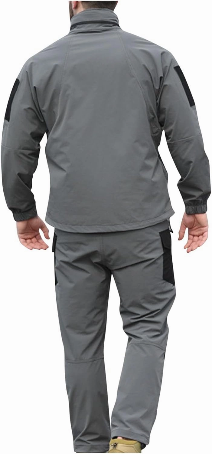 Cambkatl Mens Colorblock Waterproof Tracksuits Long Sleeve Full Zipper Hoodies Jacket with Hiking Pants Outdoor Jogging Suits