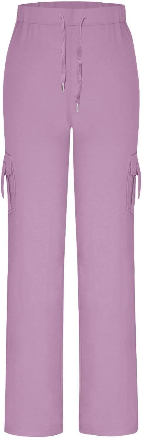 Cargo Leggings with Pockets for Women Bootcut Flare Wide Leg Yoga Pants Gym Workout Clothes Casual Beach Lounge Pants