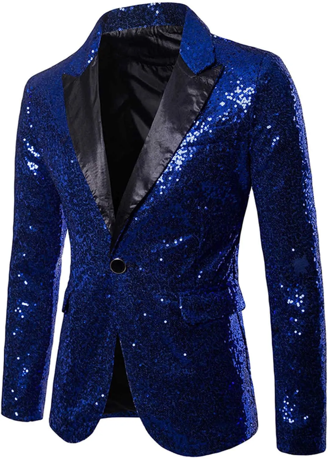 Casual Two Buttons Notched Lapel Suit Jacket Men Shiny Sequin Blazers Tuxedo Two Buttons Lightweight Business