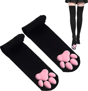 Cat Paw Thigh High Socks Golves, Cute Soft 3D Toe Beans Socks Mittens Kitten Claw Pad Socks for Girl Women Cosplay Set…