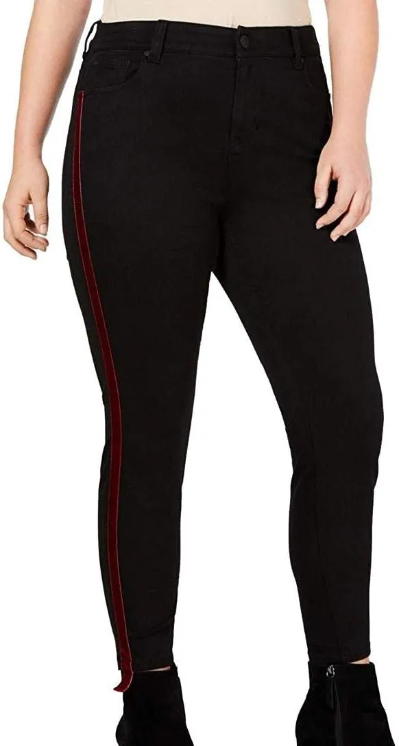 Celebrity Pink Womens Plus Varsity Stripe Denim Striped Ankle Jeans Black 22