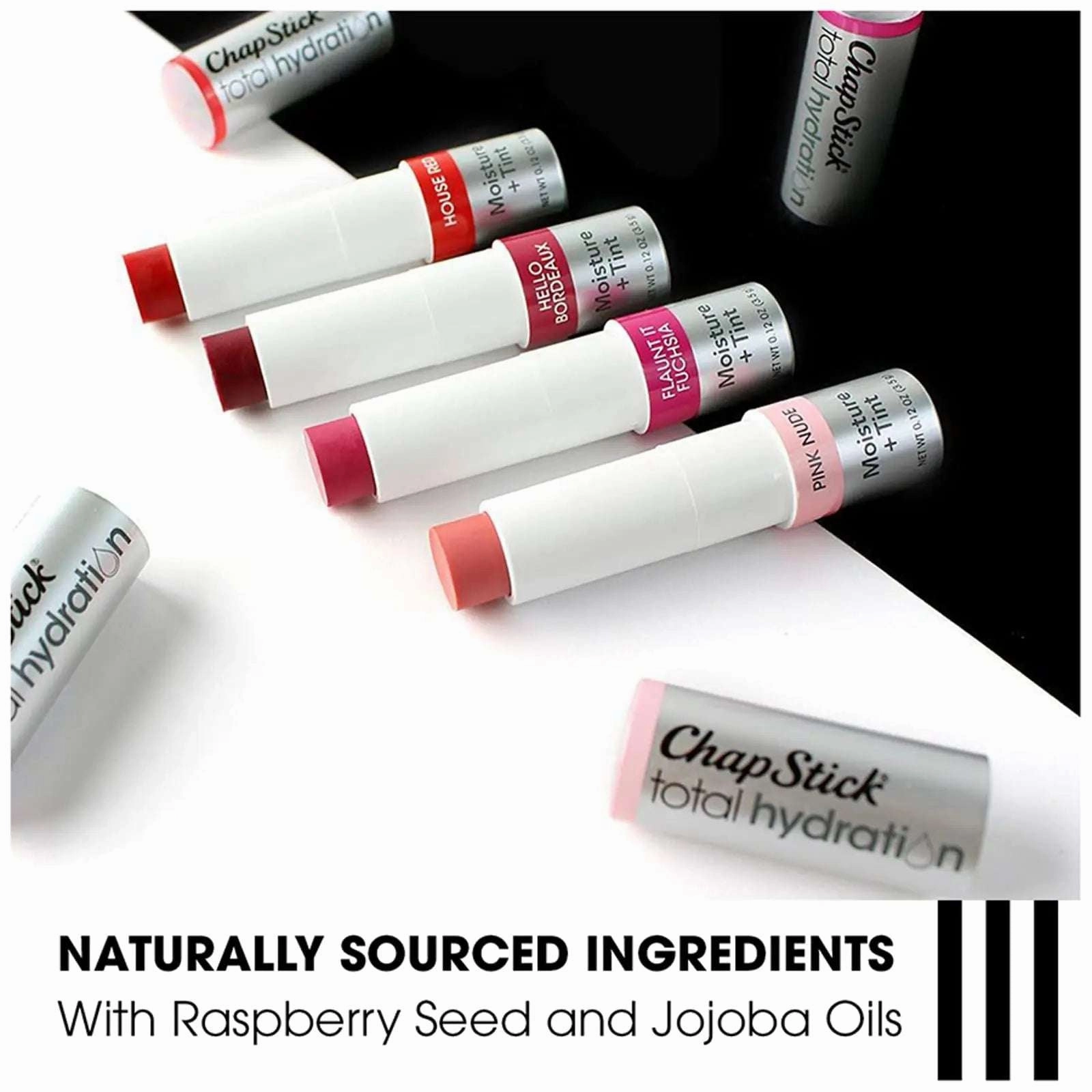 ChapStick Total Hydration Moisture   Tint Flaunt It Fuchsia Tinted Lip Balm Tube, Tinted Moisturizer - 0.12 Oz