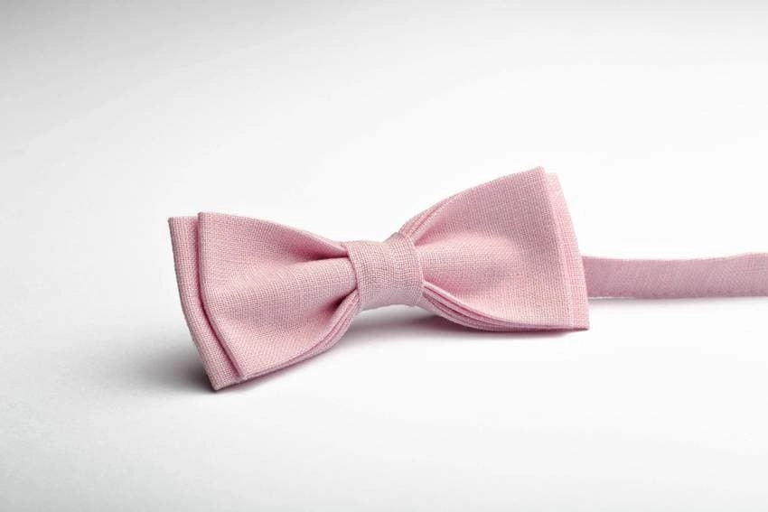 Charming Blush Pink Adjustable Linen Bow Tie - Perfect for Wedding Party