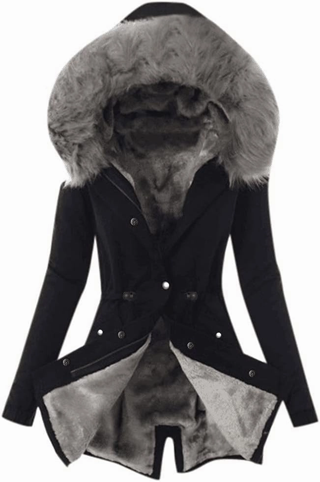 ChicCrate Sherpa Fleece Lined Jacket Women Hood Puffer Jacket Raw Hem Puffy Bubble Cotton Padded Thick Warm Coat