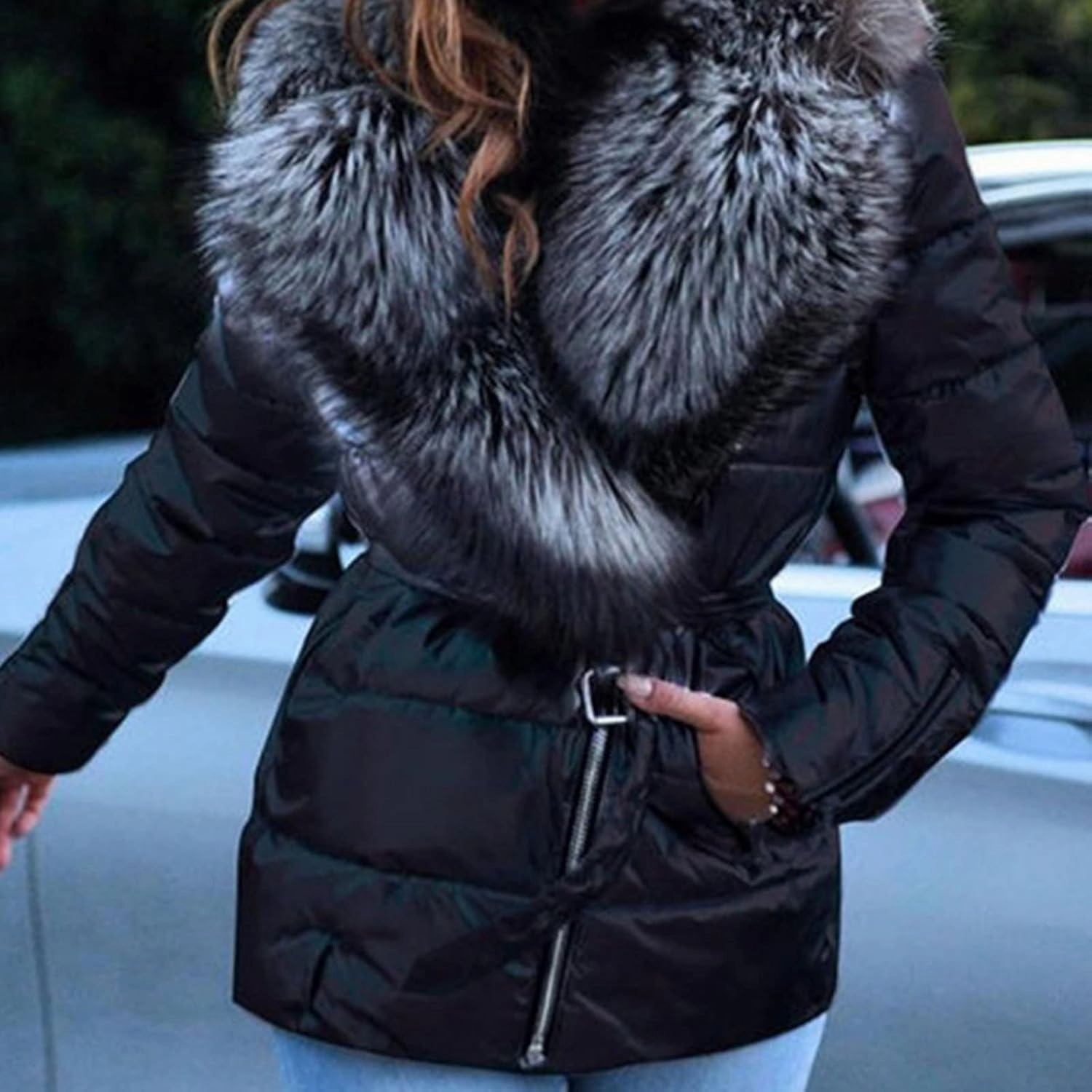 ChicCrate Sherpa Fleece Lined Jacket Women Hood Puffer Jacket Raw Hem Puffy Bubble Cotton Padded Thick Warm Coat