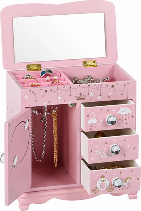 Children jewelry box for girls Pink Princess Castle girls jewelry box Little girl birthday christmas Gift kids jewelry box, A pink3