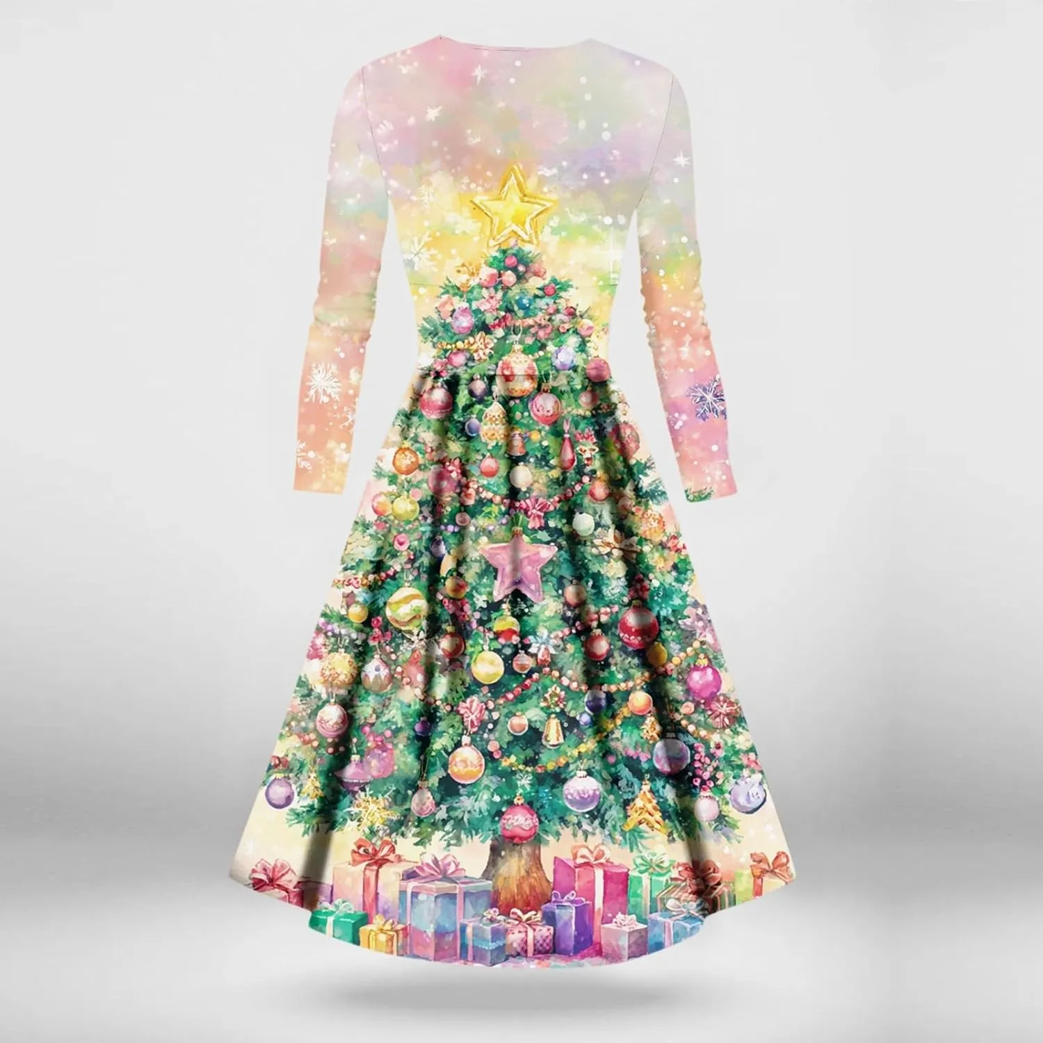 Christmas Dresses for Women 2024 Casual Christmas Letter Print Elegant Dress Long Sleeve V Neck Sexy Party Dress