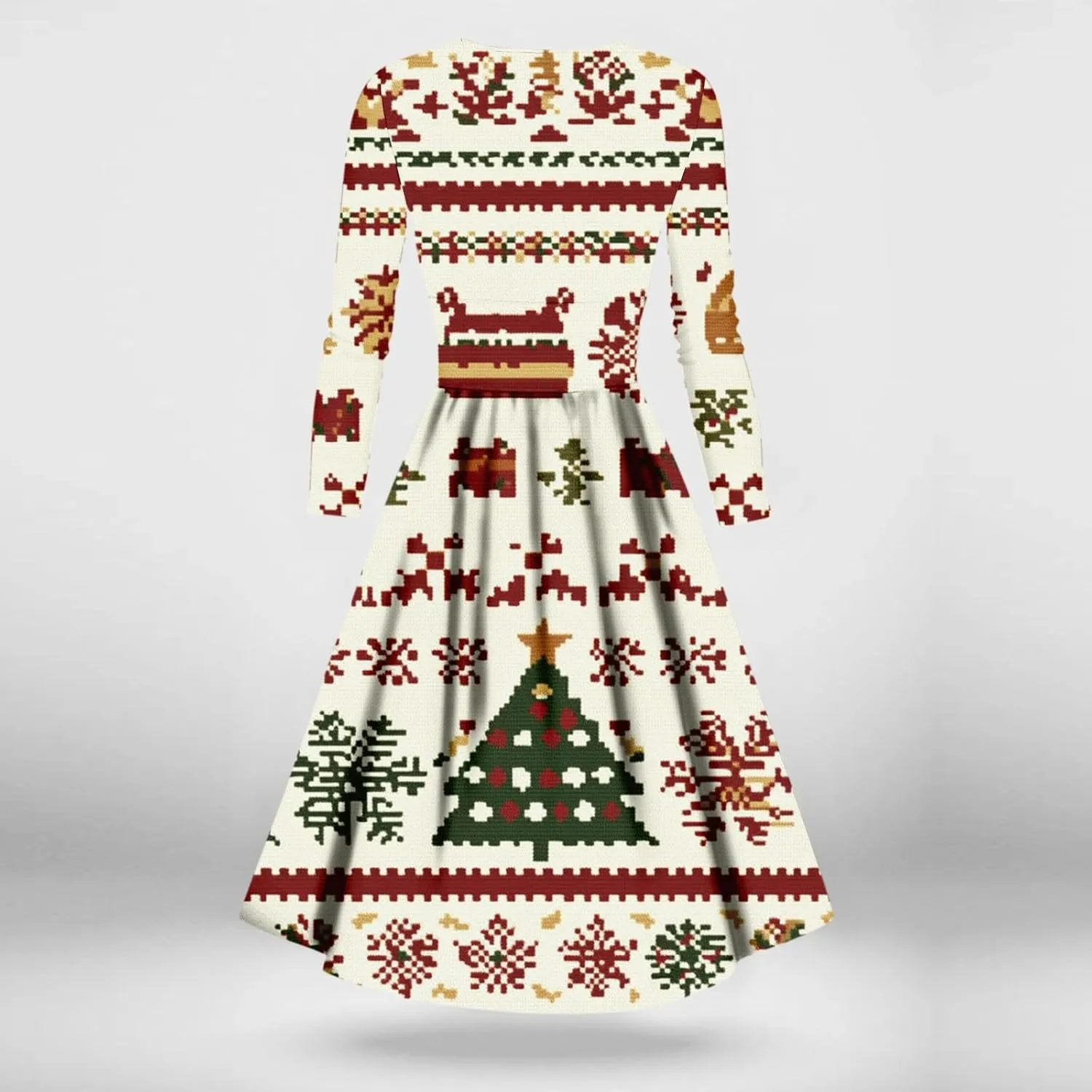 Christmas Dresses for Women 2024 Casual Christmas Letter Print Elegant Dress Long Sleeve V Neck Sexy Party Dress