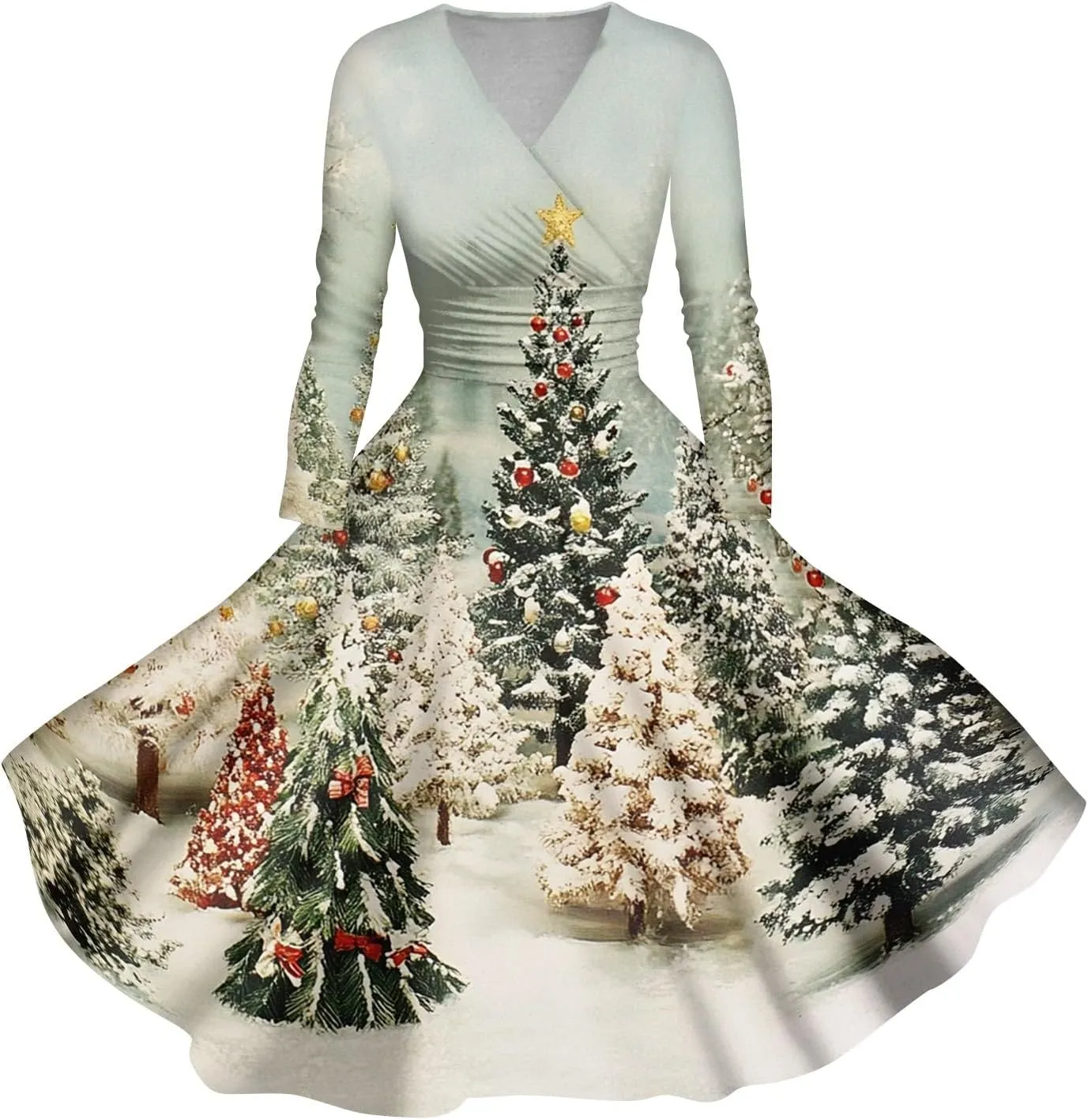 Christmas Dresses for Women 2024 Casual Christmas Letter Print Elegant Dress Long Sleeve V Neck Sexy Party Dress