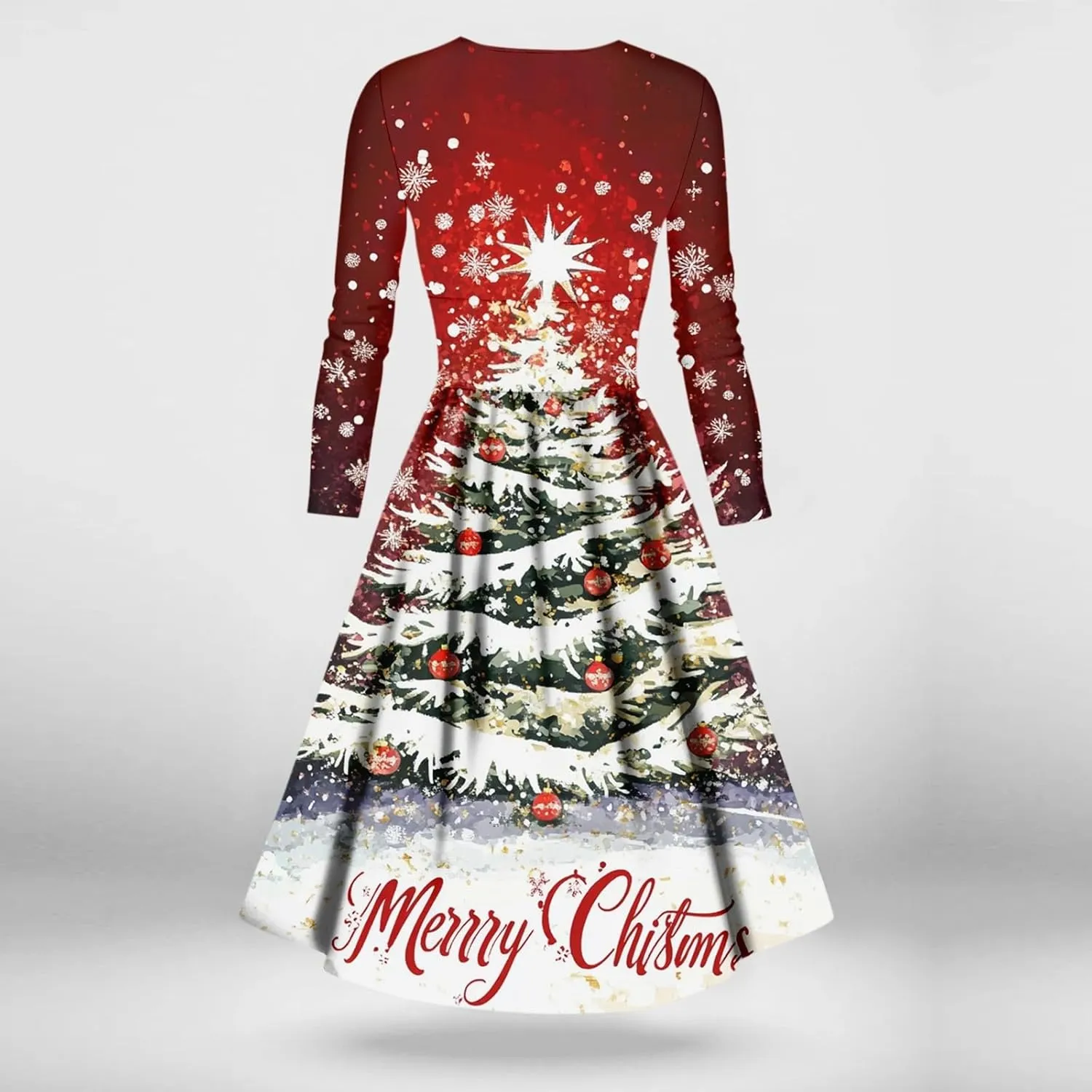 Christmas Dresses for Women 2024 Casual Christmas Letter Print Elegant Dress Long Sleeve V Neck Sexy Party Dress