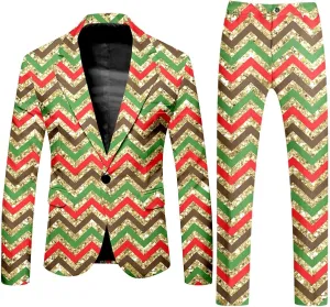 Christmas Suit for Men 2 Piece trajes navideños para Hombre Funny Snowflake Print Holiday Party Suits Festive Outfits