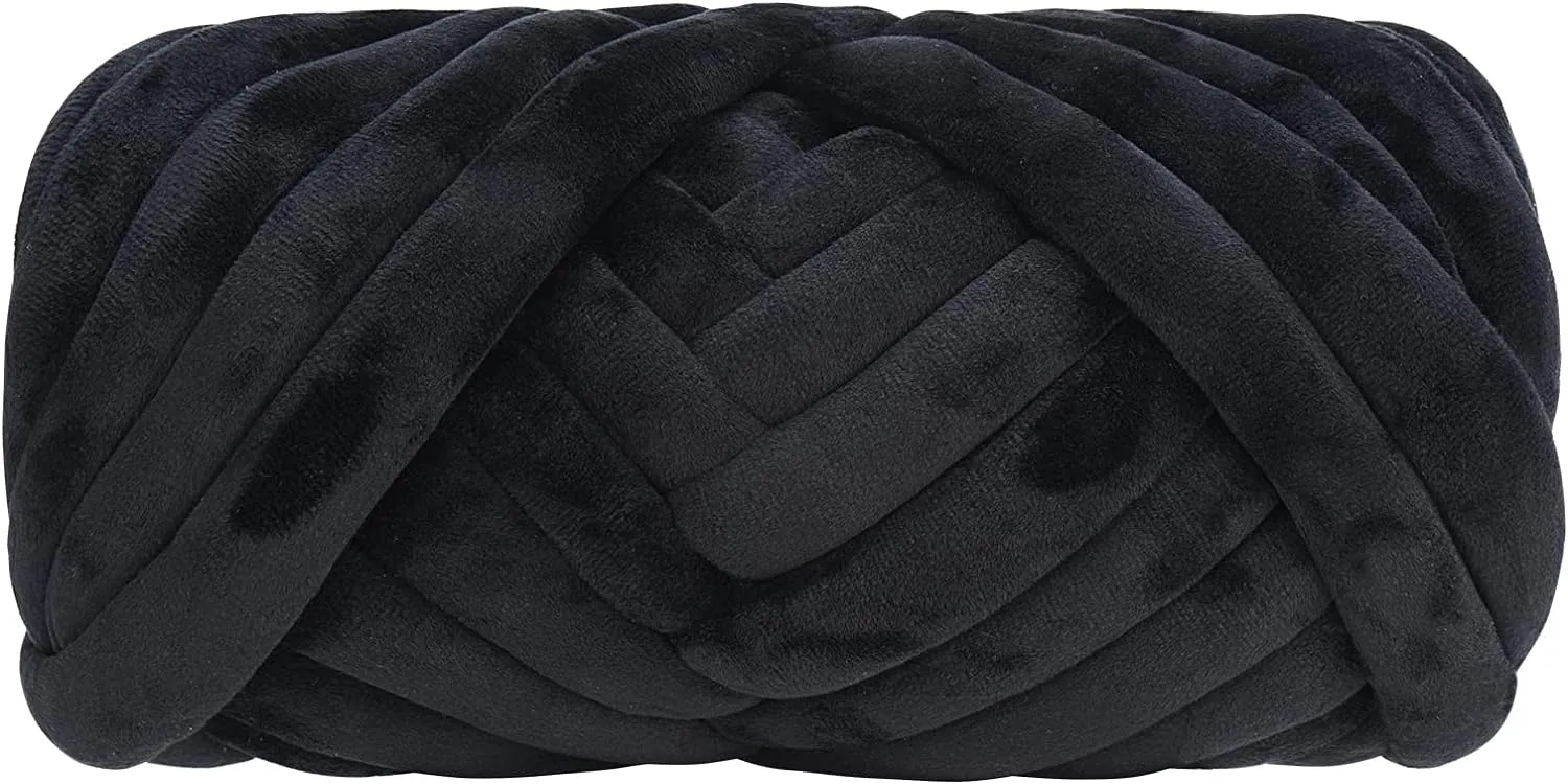 Chunky Cotton Yarn for Arm Knitting Crochet Super Saver Jumbo Giant Bulky Premier Yarn for Making Pets House Blanket (Black)