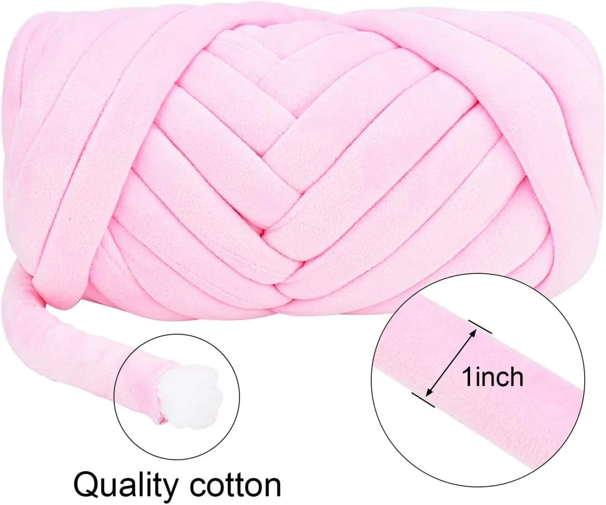 Chunky Cotton Yarn for Arm Knitting Crochet Super Saver Jumbo Giant Bulky Premier Yarn for Making Pets House Blanket (Black)