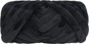 Chunky Cotton Yarn for Arm Knitting Crochet Super Saver Jumbo Giant Bulky Premier Yarn for Making Pets House Blanket (Black)