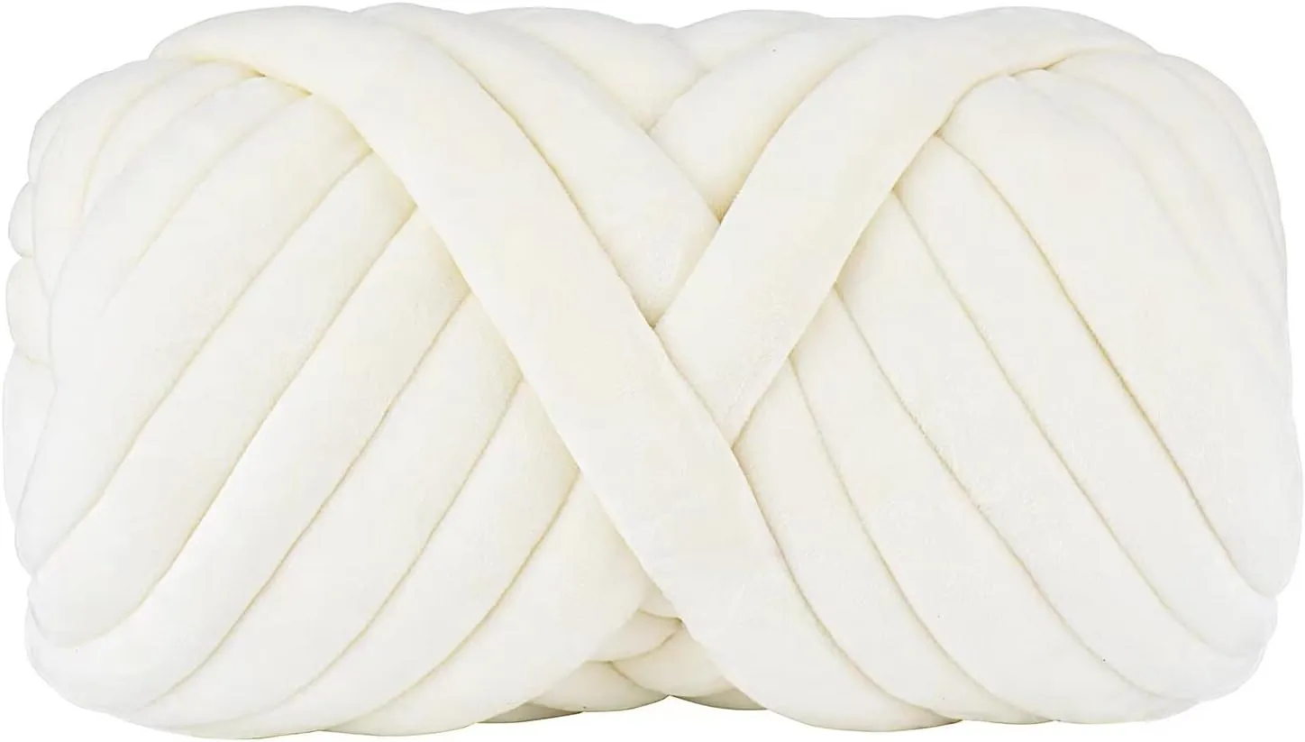 Chunky Cotton Yarn for Arm Knitting Crochet Super Saver Jumbo Giant Bulky Premier Yarn for Making Pets House Blanket (Light Beige)