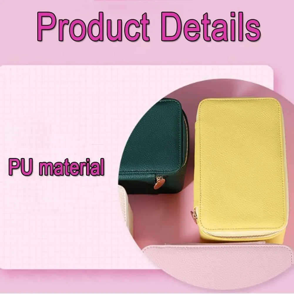 Circulatne Travel Jewelry Box with Small Pouches, Portable PU Leather Travel Jewelry Box with Small Pouches, Rings, Earrings, Necklaces Keeper with 12 Velvet Pouches (Large Pink)