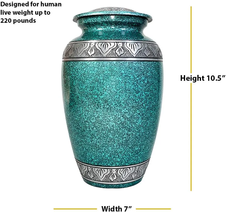 Classic Cars Cremation Urn for Human Ashes in Multiple Colors and Styles, Personalized Funeral Urn with Velvet Bag (Bluish Green)